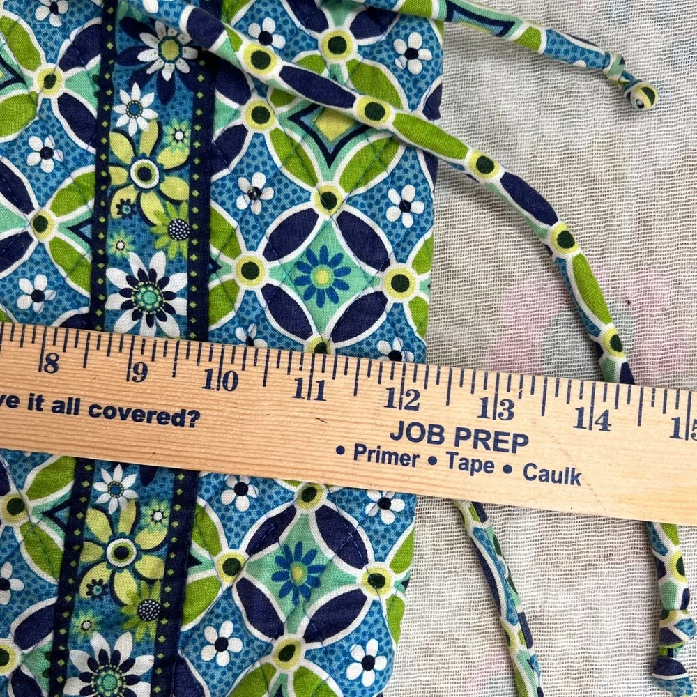Vera Bradley Drawstring‎ Backpack Womens OS Quilted Floral Blue Green Travel Bag